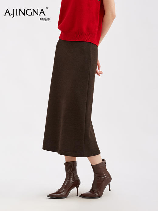 【直筒垂感】阿菁娜冬季新款通勤质感半身裙内加绒高腰直筒垂感面料简约显瘦基础款F30D213013 商品图2