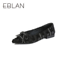 【上新】伊伴2026春季甜美公主风质感高丝光绒布鞋面时装单鞋B26167601