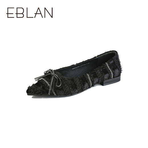 【上新】伊伴2026春季甜美公主风质感高丝光绒布鞋面时装单鞋B26167601 商品图0