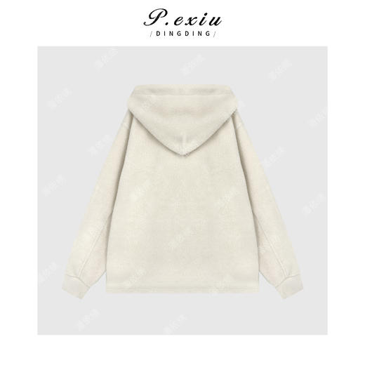 慵懒风绒面连帽抽绳宽松减龄长袖卫衣W-63595 商品图2