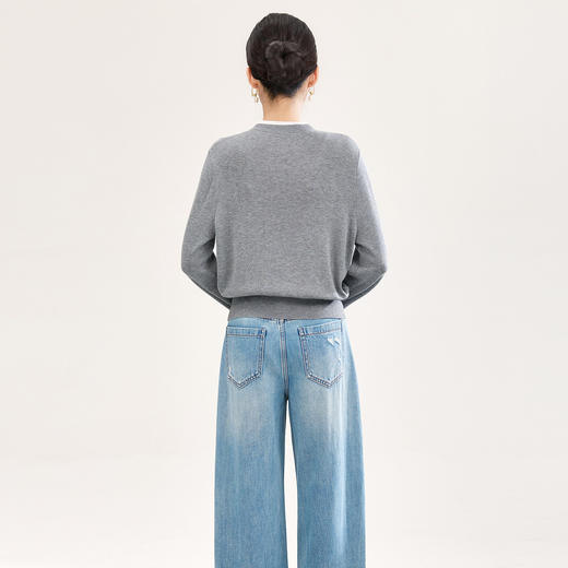 「高货wl」全新升级【铂金会员220/天猫299/差价79】(93830)洛诗琳绢丝羊毛针织衫2026春季新款知性立体玫瑰花朵开衫 商品图3