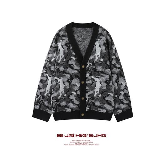 BJHG不计后果情侣开衫毛衣男款冬季2025新迷彩提花撞色上衣外套女 商品图0