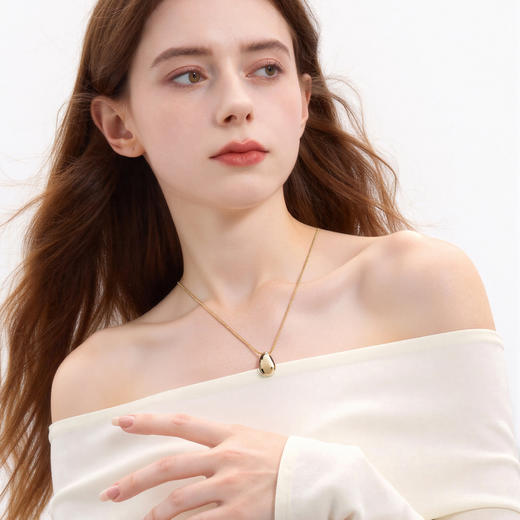 三彩2026新款极简风亮面水滴吊坠项链编织金属高级通勤约会 商品图2