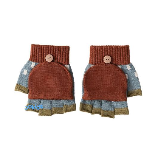 【特价！儿童半指翻盖两用手套】 3-10岁幼儿园小学生写字保暖手套 秋冬季保暖毛线针织 商品图4