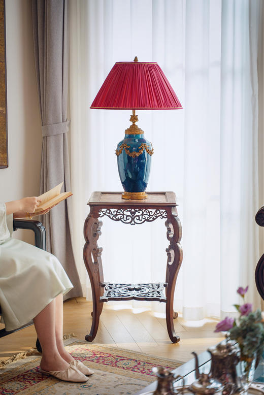 独角鹿西洋古董19世纪法国出品VIARDOT东方风格瑞兽造型铜鎏金精雕装饰吉祥回纹硬木镂雕嵌棋盘格大理石台面花几 商品图1