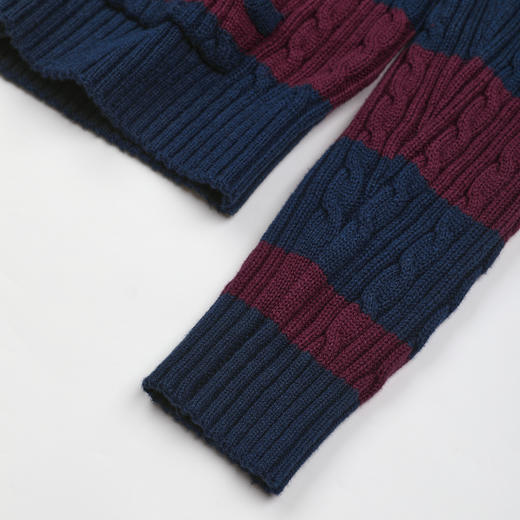 ROMI STUDIO"校园卫衣"复古条纹针织立体绞花连帽外套 RWDSW62046 商品图3