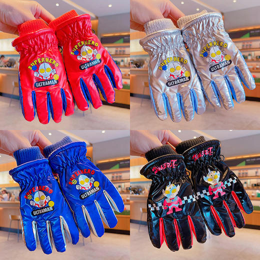 【舒适暖绒柔软亲肤❗️卡通可爱图案】奥特曼卡通手套冬季儿童卡通加绒手套5-12岁中大童滑雪保暖手套。jc 商品图1