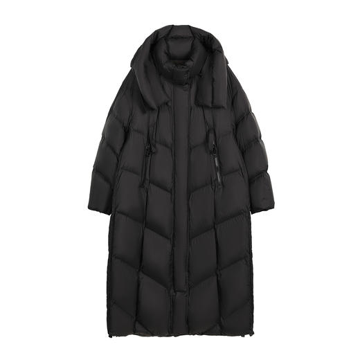 NEELLY纳俪商场同款冬新款时尚廓形连帽长款羽绒服女90白鸭绒外套N25121L01173 商品图3