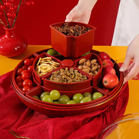 【新年旋转零食干果盘】新年糖果盒分格密封坚果瓜子收纳盒