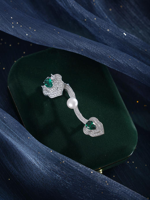 子佩集【如意珍宝】珍珠惜王妃胸针【ZXXZ007】7.5mm珠绿如意2601 商品图8