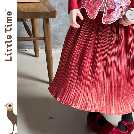 littletime女童套装2025新中式红色马甲套装中国风立领盘扣拜年服 商品图4