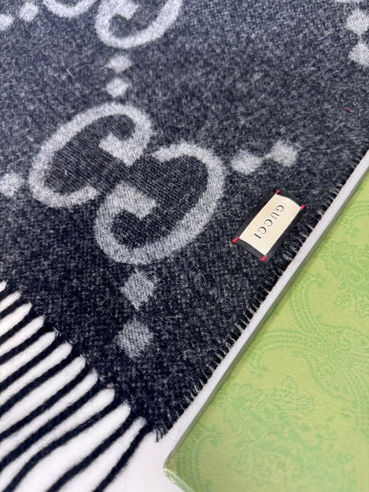 秋冬特惠💰260 古驰围巾 大G流苏 新爆款  经典双大g 双面提花流苏围巾 商品图7