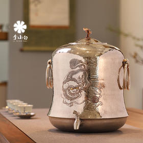 李小白银壶 纯银9999 茶道配件 纯银水缸 储水罐 纯手工制作  狮狮如意水缸