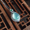 【天然正品】A货翡翠AU750精品白金镶天然冰种晴水绿蛋面翡翠（圆满、吉祥）吊坠项链281225NJS19 商品缩略图6