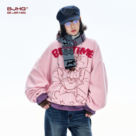BJHG不计后果猫和老鼠摇粒绒圆领卫衣男款春季美式情侣宽松上衣女 商品图0