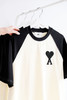 黑白拼接tee，胸口刺绣工艺。插肩袖设计全棉法式情侣半袖E010860 商品缩略图4