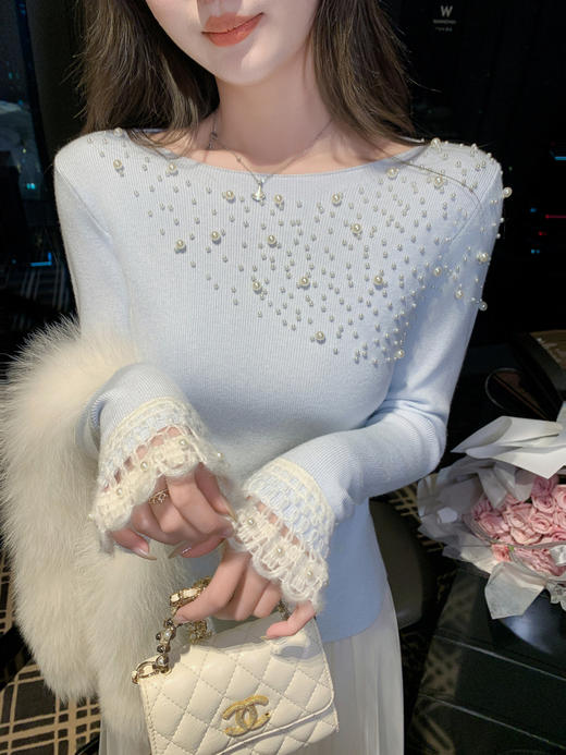 张心子【女神降临】珍珠钉珠针织上衣 U2601018 商品图12