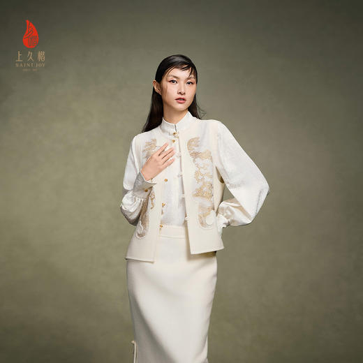 上久楷新中式轻奢女式宋锦女式羊绒马甲 夏五吟梅图 CY1045206015 商品图0