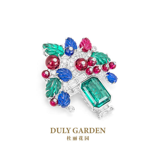 DULY杜丽花园 水果锦囊蓝绿色胸针 商品图1