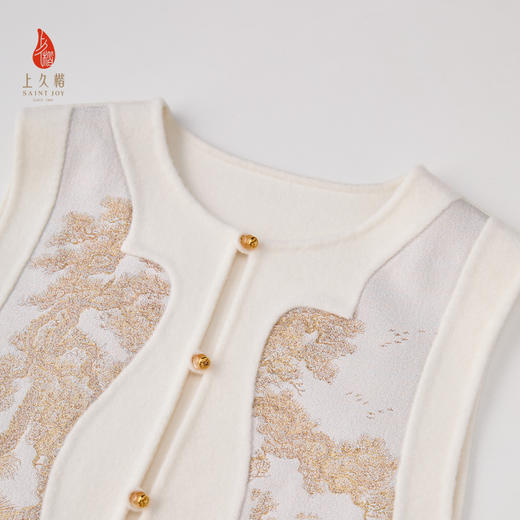 上久楷新中式轻奢女式宋锦女式羊绒马甲 夏五吟梅图 CY1045206015 商品图4