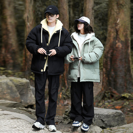 比羽绒服还保暖的棉衣！【情侣款假两件三防棉服】防水防污防风抗寒 宽松港版剪裁 可抵御-15°寒冷 防风连帽设计 双层门襟 双层保暖锁暖 时尚多色选择！ 商品图4