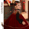 littletime新中式红色丝绒连衣裙女童流苏刺绣新年拜年服公主裙 商品缩略图2