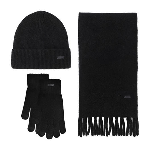 【冬季保暖 针织羊毛三件套装】 针织手套帽子围巾三件套装 羊毛保暖透气帽子女触屏手套 男女情侣款保暖三件套 商品图9