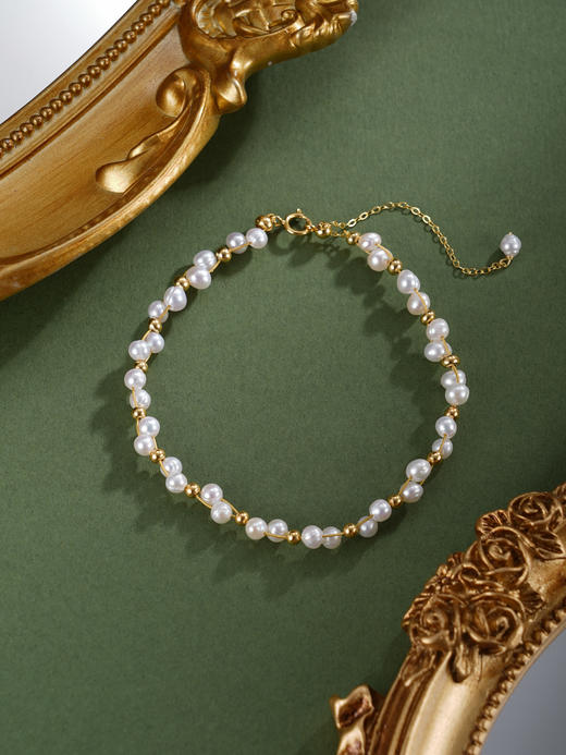 子佩集【珠润芳华】银S925珍珠惜王妃手链【SGB0750002】3.5mm珠镀金2601 商品图6