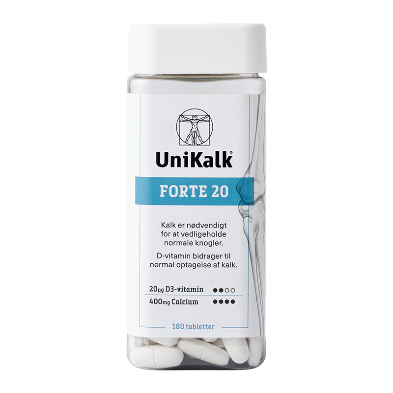[丹麦]新Unikalk佑咔克成人特优钙片180粒. NEW!Unikalk Forte 180stk.