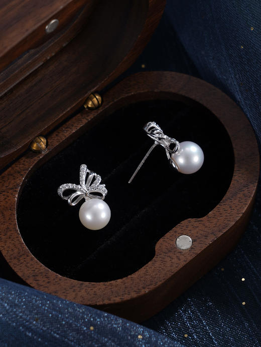 子佩集【小情结】银S925珍珠惜王妃耳钉【MZEH006】7.8mm珠蝴蝶结2601 商品图4