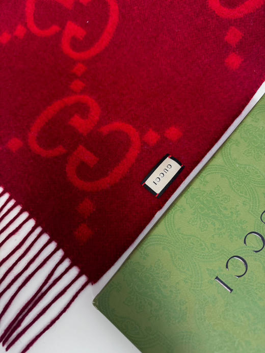 秋冬特惠💰260 古驰围巾 大G流苏 新爆款  经典双大g 双面提花流苏围巾 商品图6