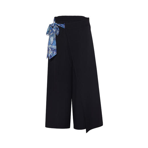 两三事梵高文艺影绘繁花2026春新款时尚印花绑带高腰阔腿休闲裤女 商品图4