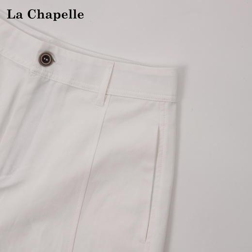 拉夏贝尔/La Chapelle刺绣裤袢休闲裤弧形裁剪设计感阔腿裤高腰显瘦 商品图2