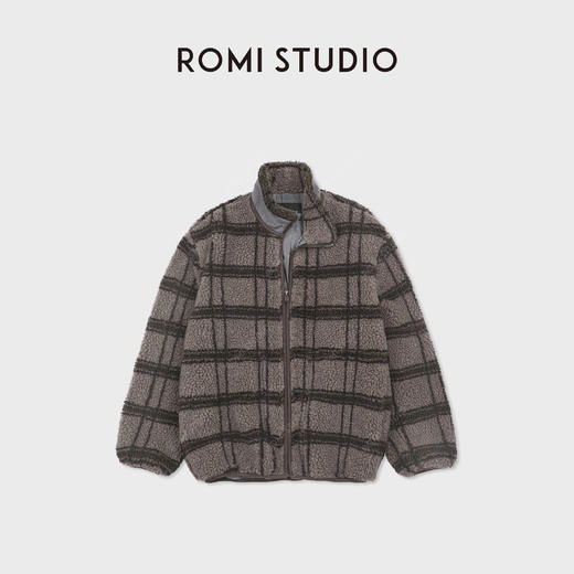 ROMI STUDIO“复古氛围”格纹羊毛针织两面穿摇粒绒外套RWCSWY7341 商品图0