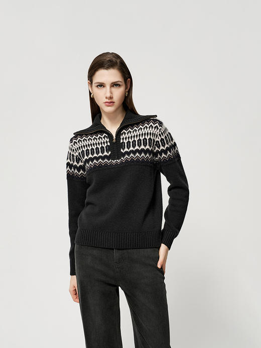 【条纹拼接羊绒衫】羊绒世家秋冬新品女士100%山羊绒舒适保暖毛衣 商品图1