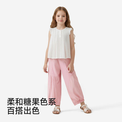 【100%精梳棉】英氏童装儿童长裤女宝宝外出休闲裤纯棉松紧裤大童春秋外穿运动裤 商品图3