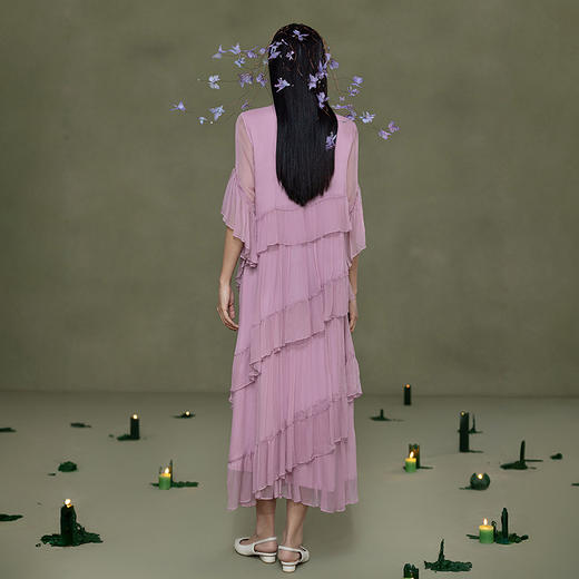 【林栖设计小店】暮山鸢尾|桑蚕丝绣花钉珠层次感仙气2026春新款连衣裙1961024 商品图4