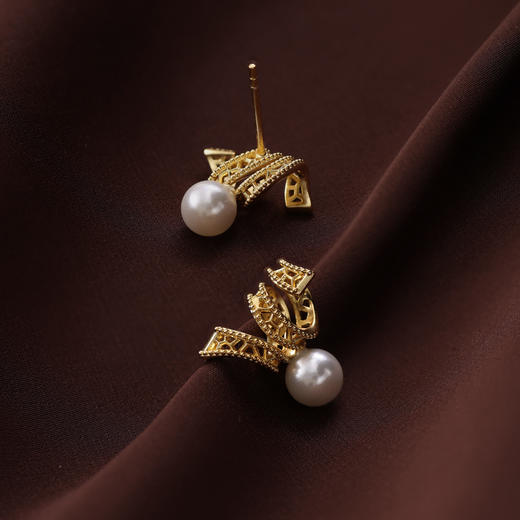 ARSIS｜纯真年代系列 复古珠光飘带耳钉 商品图7