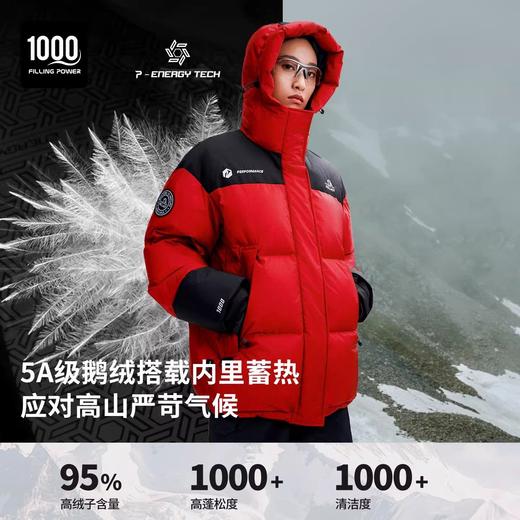 【马年限定】伯希和冰河岩浆红羽绒服男2026新款女1000蓬鹅绒服 商品图1