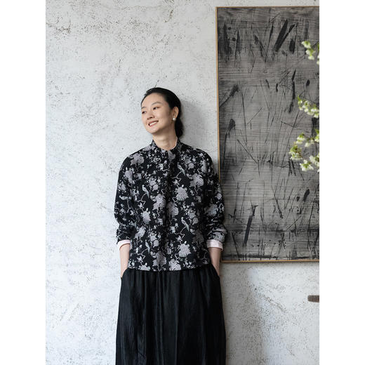 牧衣游原创 47姆米重磅芙蓉锦鸡纹饰宋锦外套立领新中式 池南春 商品图1