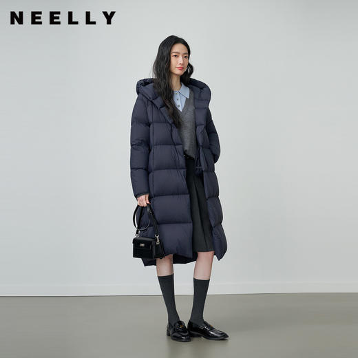NEELLY纳俪商场同款冬季新款宽松休闲长款羽绒服女90鹅绒保暖外套N25124L03324 商品图0