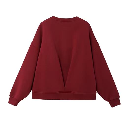 佐丹奴女装25年新款多富绒圆领收褶长袖卫衣05325605 商品图1