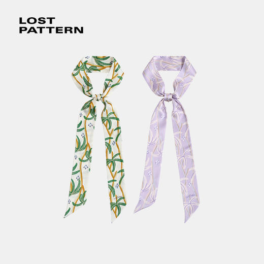 龙血树印花真丝缎面窄丝巾yc0225004 商品图0