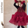 littletime女童公主裙2025秋冬红亮片网纱蓬蓬新年礼服加绒连衣裙 商品缩略图0