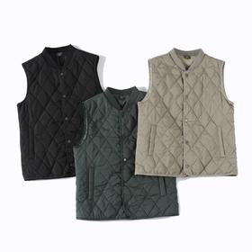 秋冬新款菱形格夹棉纯色立领棉马甲