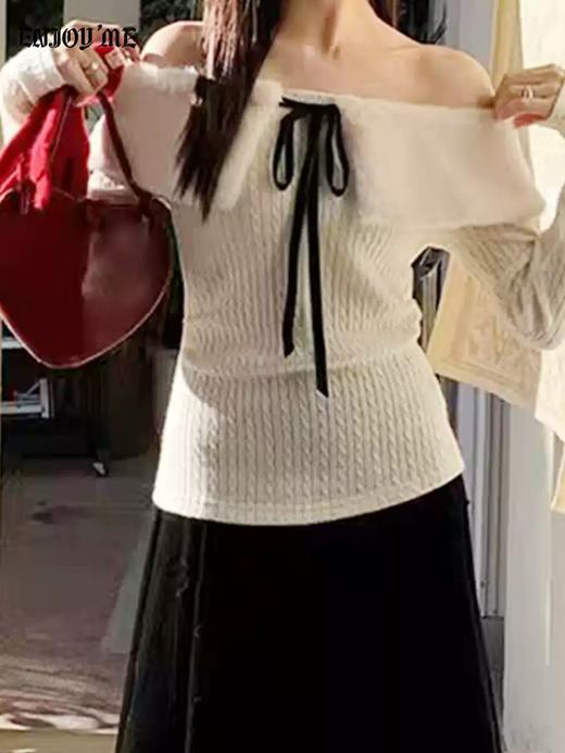 【门店同款】ENJOY冬季“相聚时刻”毛毛翻领系带上衣 168897368 商品图2