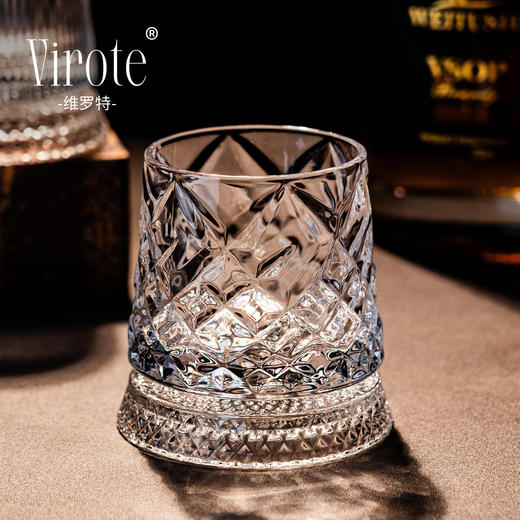 【维罗特创意水晶旋转威士忌酒杯】家用高级感不倒翁啤酒杯 解压洋酒杯  商品图4