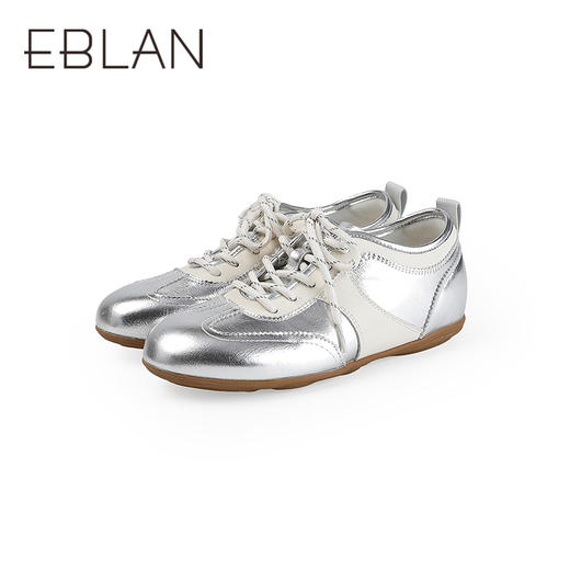 【上新】伊伴2026春季银色德训鞋阿甘鞋复古时尚薄底运动鞋B26150116 商品图4