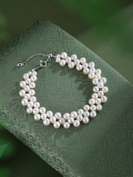 子佩集【月魄珠华】银S925珍珠惜王妃手链【SPB1950001】5mm珠三排珠2601 商品图5