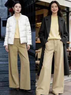 58S819加绒阔腿牛仔裤